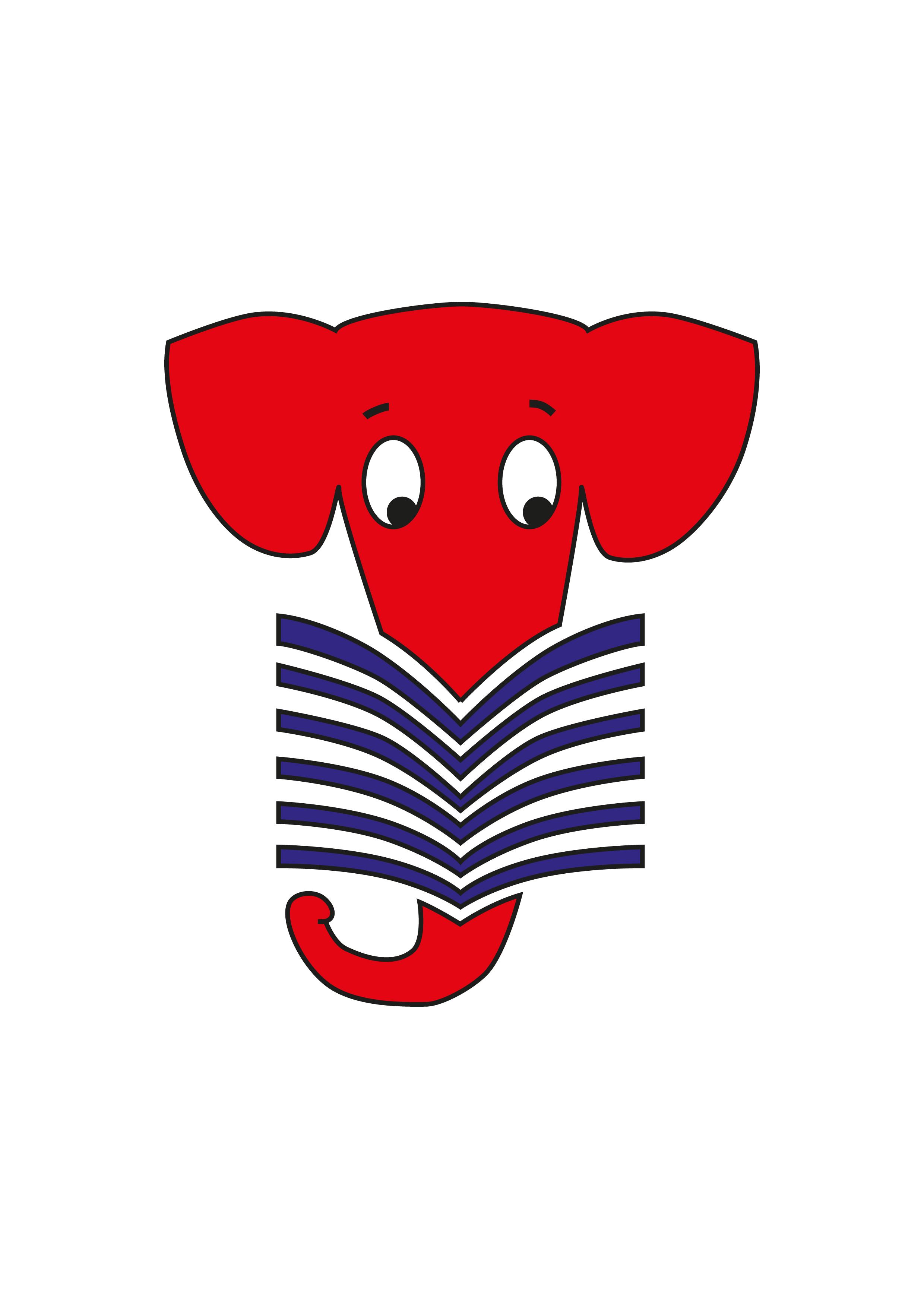 Logo "Lesefanten-Club" - Ein stilisierter Elefant mit einem stilisierten Buch auf dem Rüssel